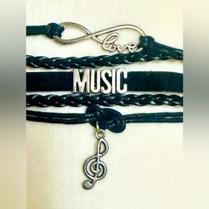 Black and Silver Boho Music Love Bracelet